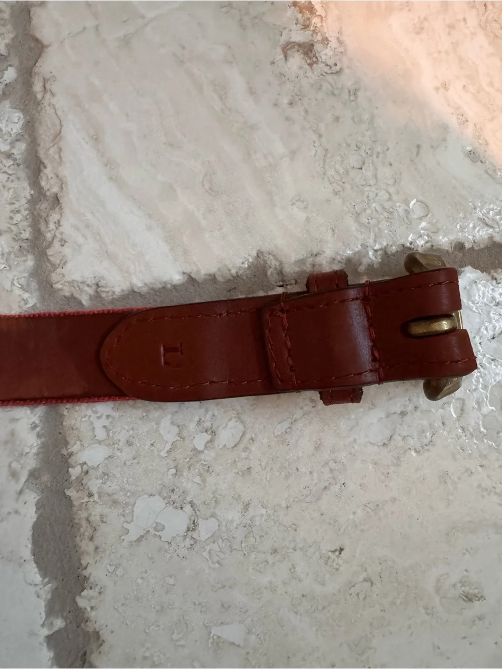 Kids Smathers & Branson Orange Needlepoint Leather Belt with Shark Motif